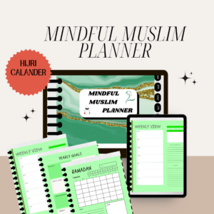 Discover the Mindful Muslim Planner (Hijri Edition), your companion for a more mindful and meaningful life, designed to nurture your faith and well-being